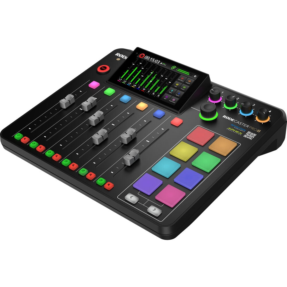 Rode RODECaster Pro II Integrated Audio Production Studio Bundled with 4 x Podcast Mic Packs + 128GB Micro-SD Card + Cleaning Cloth (7 Items)