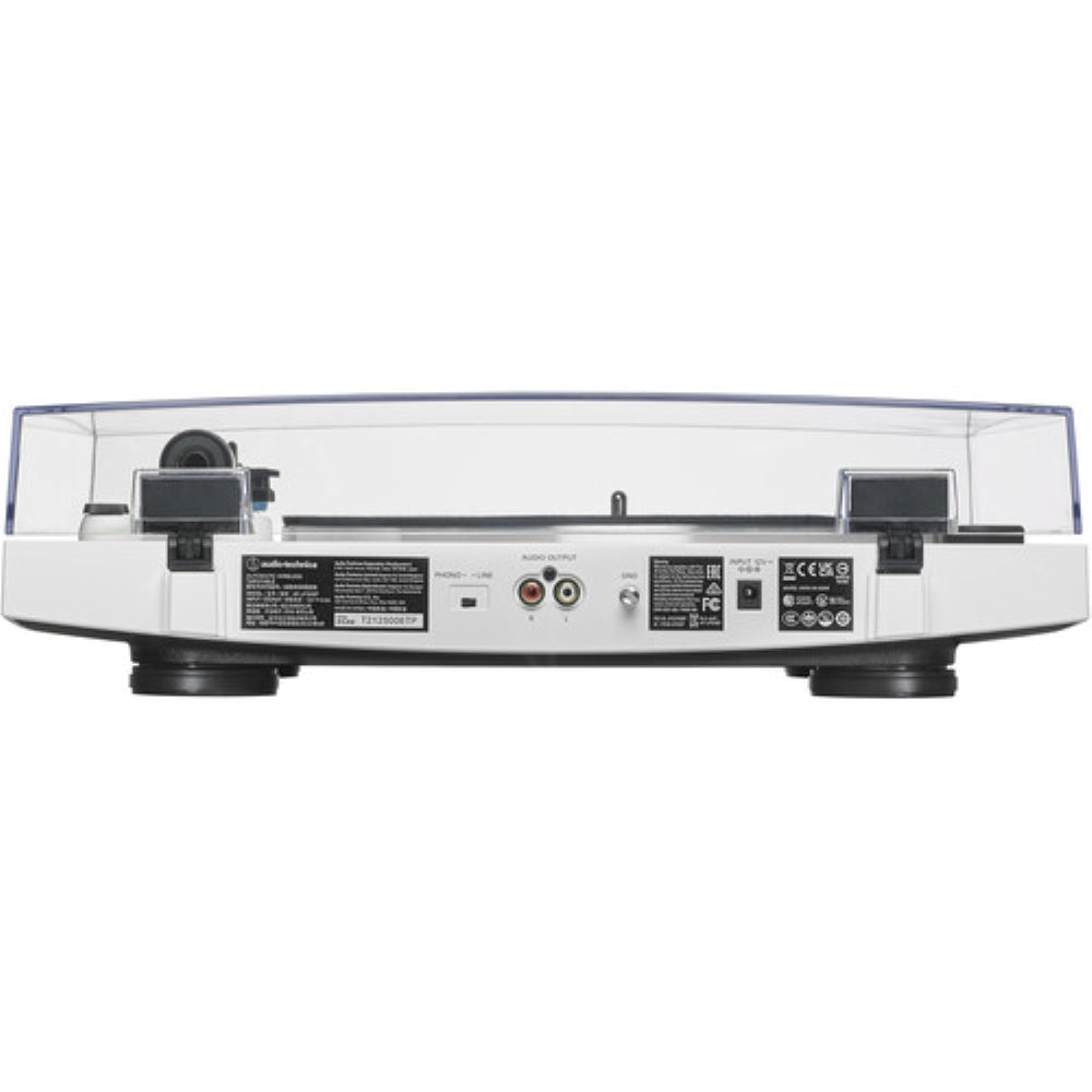 Audio-Technica Consumer AT-LP3XBT Fully Automatic Two-Speed Turntable with Bluetooth (White) Bundle with Studio Monitors with Bluetooth & AT6012 Vinyl Record Cleaning Kit + Cloth (4 Items)