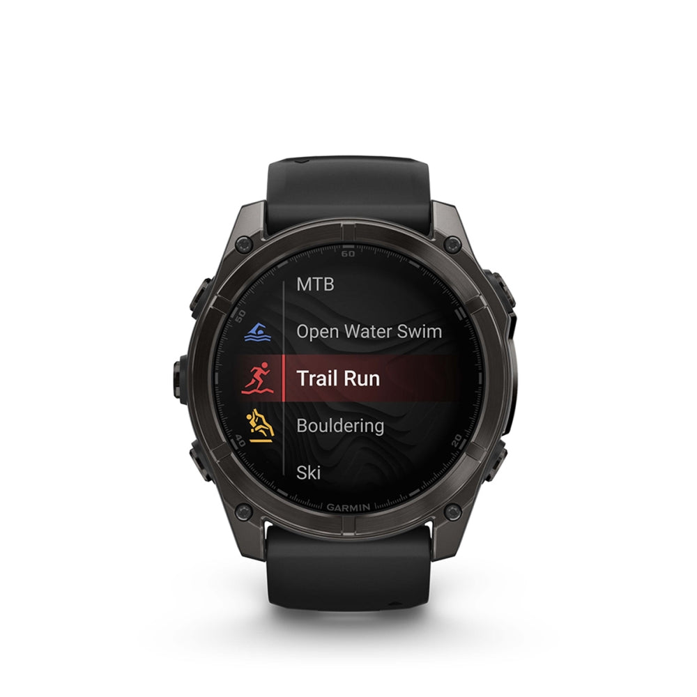 Garmin fenix 8 Sapphire 47mm AMOLED GPS Smartwatch | Carbon Gray with Black/Pebble Gray Band