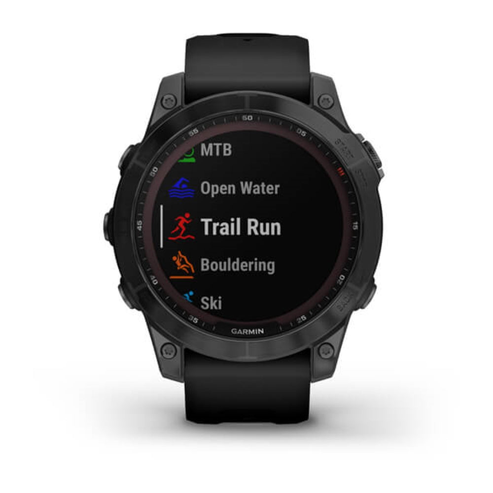 Garmin fenix 7 Sapphire Solar GPS Watch | Black DLC Titanium with Black Band