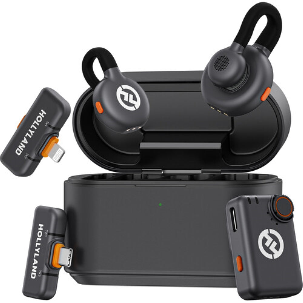 Hollyland LARK M2S Ultimate Combo 2-Person Wireless Microphone System for Cameras and Mobile Devices | 2.4 GHz, Space Gray