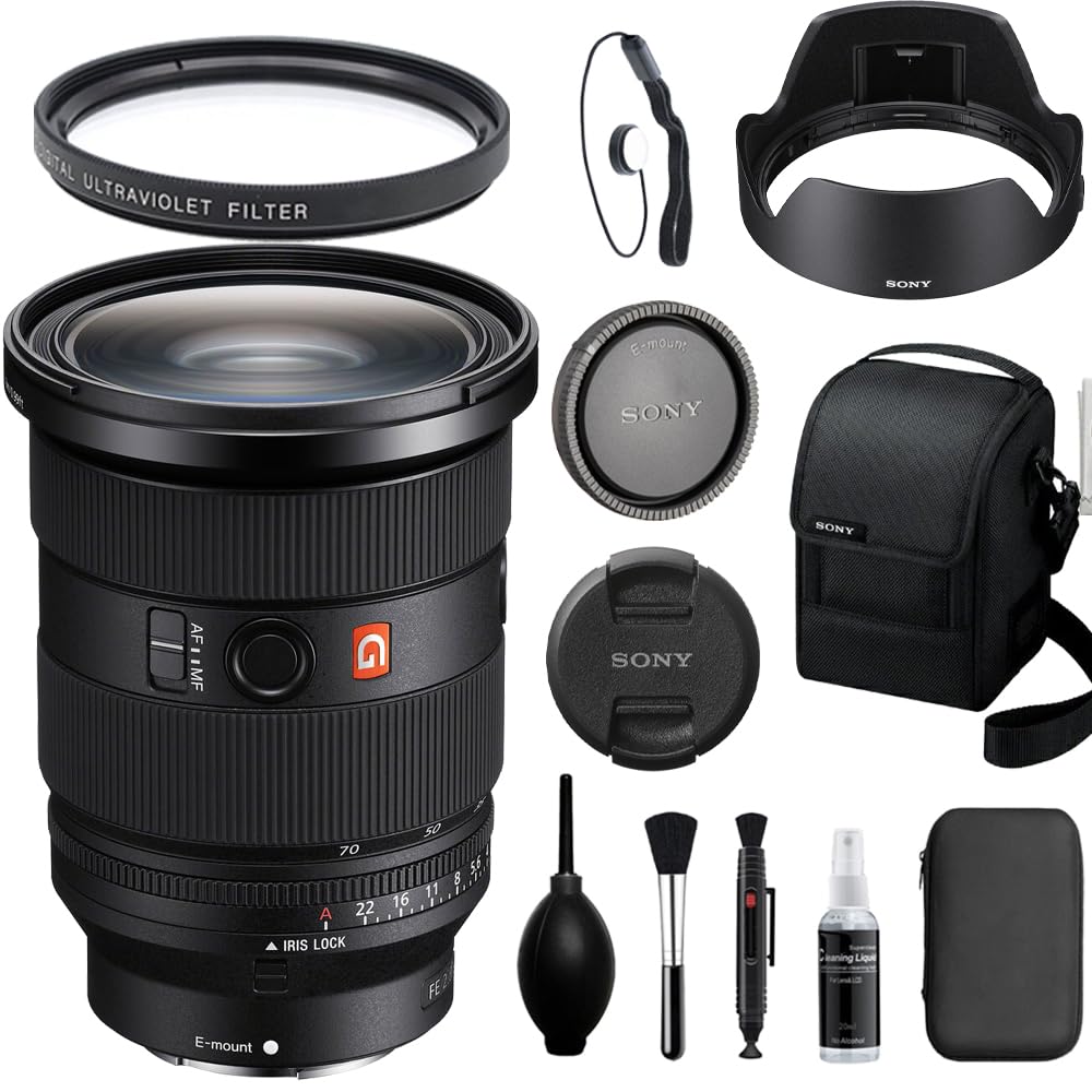 Sony FE 24-70mm f/2.8 GM II Autofocus Lens Bundled with 82mm UV Filter + Deluxe Cleaning Kit + Lens Pen + Cap Keeper + Microfiber Cleaning Cloth (6 Items)