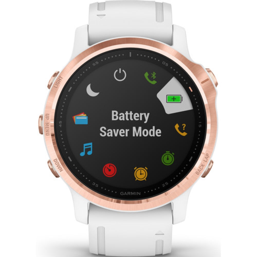 Garmin fenix 6S Multisport GPS Smartwatch | 42mm, Pro, Rose Gold-Tone / White Band
