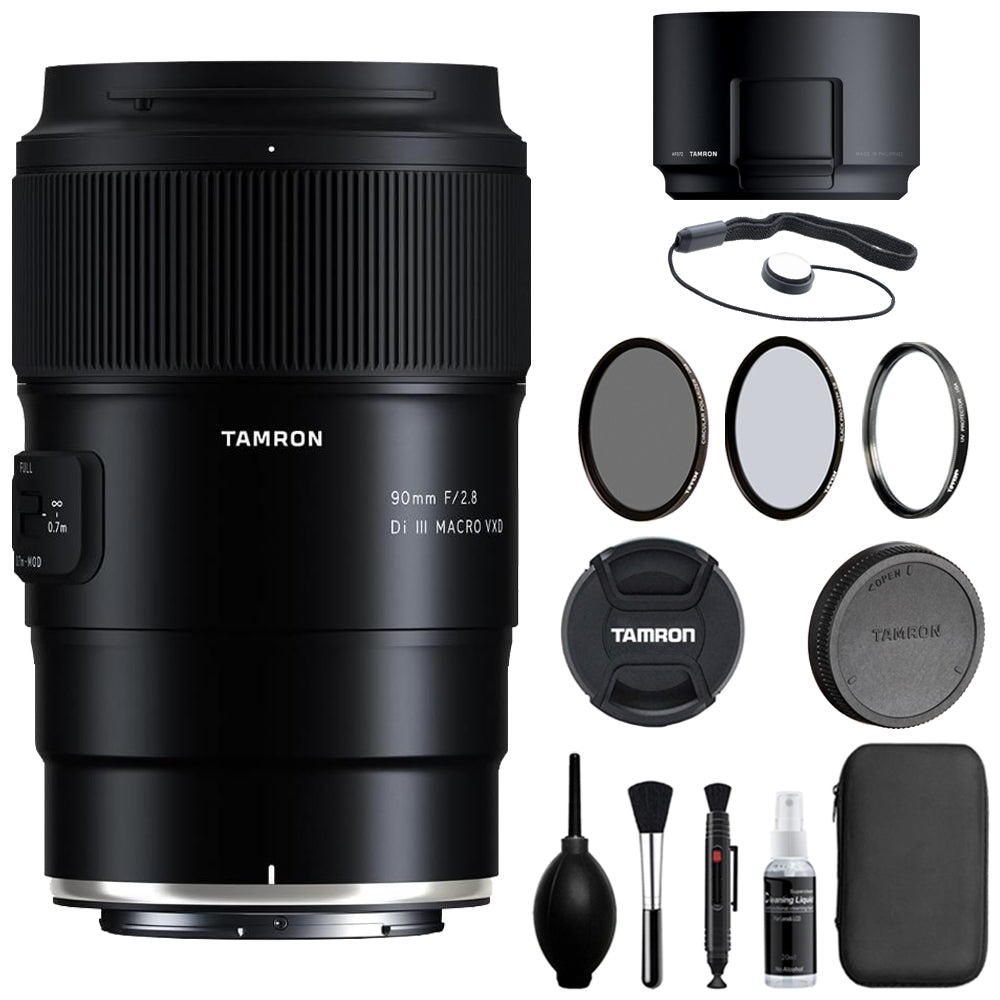 Tamron 90mm f/2.8 Di III VXD Macro Lens Compatible with Z Mount (Full Frame) Bundle with Tiffen Filter Set + Lens Cap Keeper + Cleaning Kit + Cleaning Cloth (5 Items)