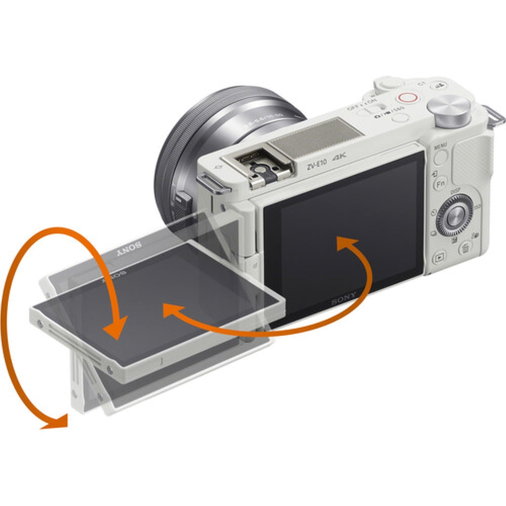 Sony ZV-E10 Mirrorless Camera with 16-50mm f/3.5-5.6 II Lens | White