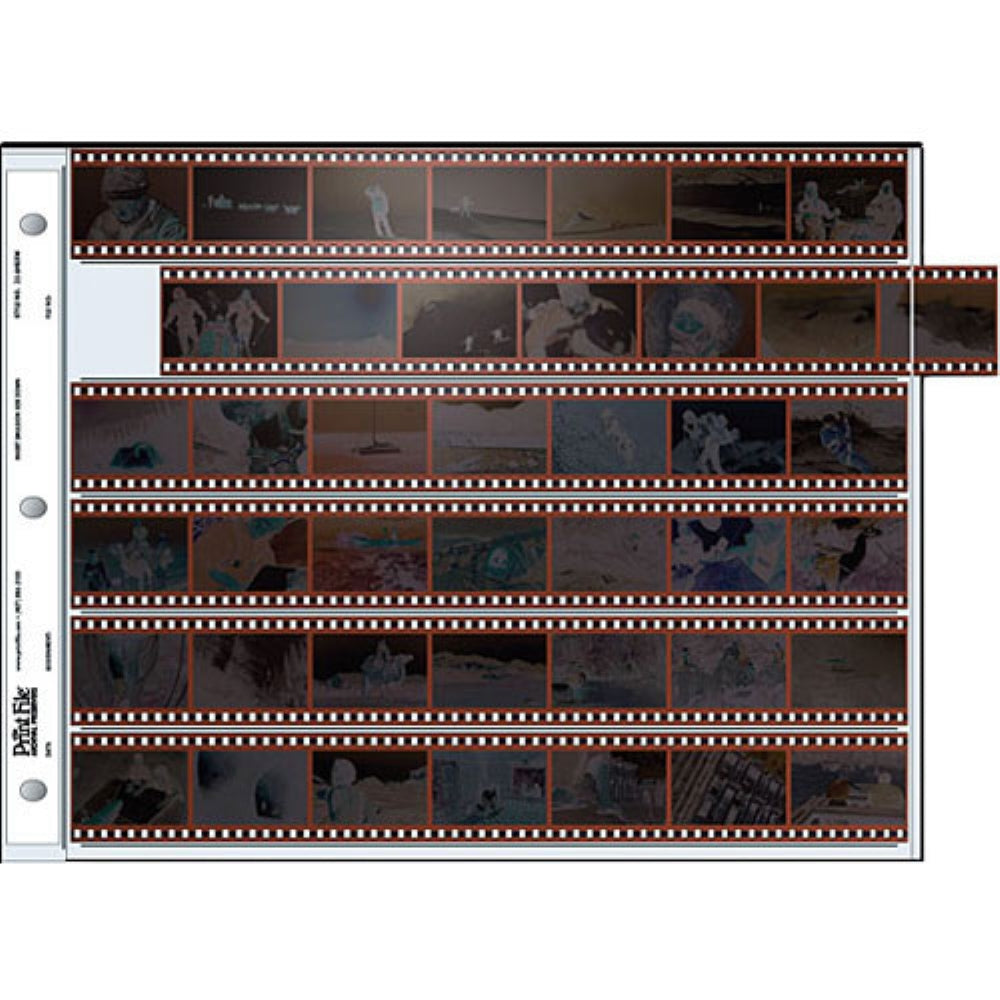 Print File 35mm Size Archival Storage Pages for Negatives | 6-Strips of 7-Frames, 100 Pack