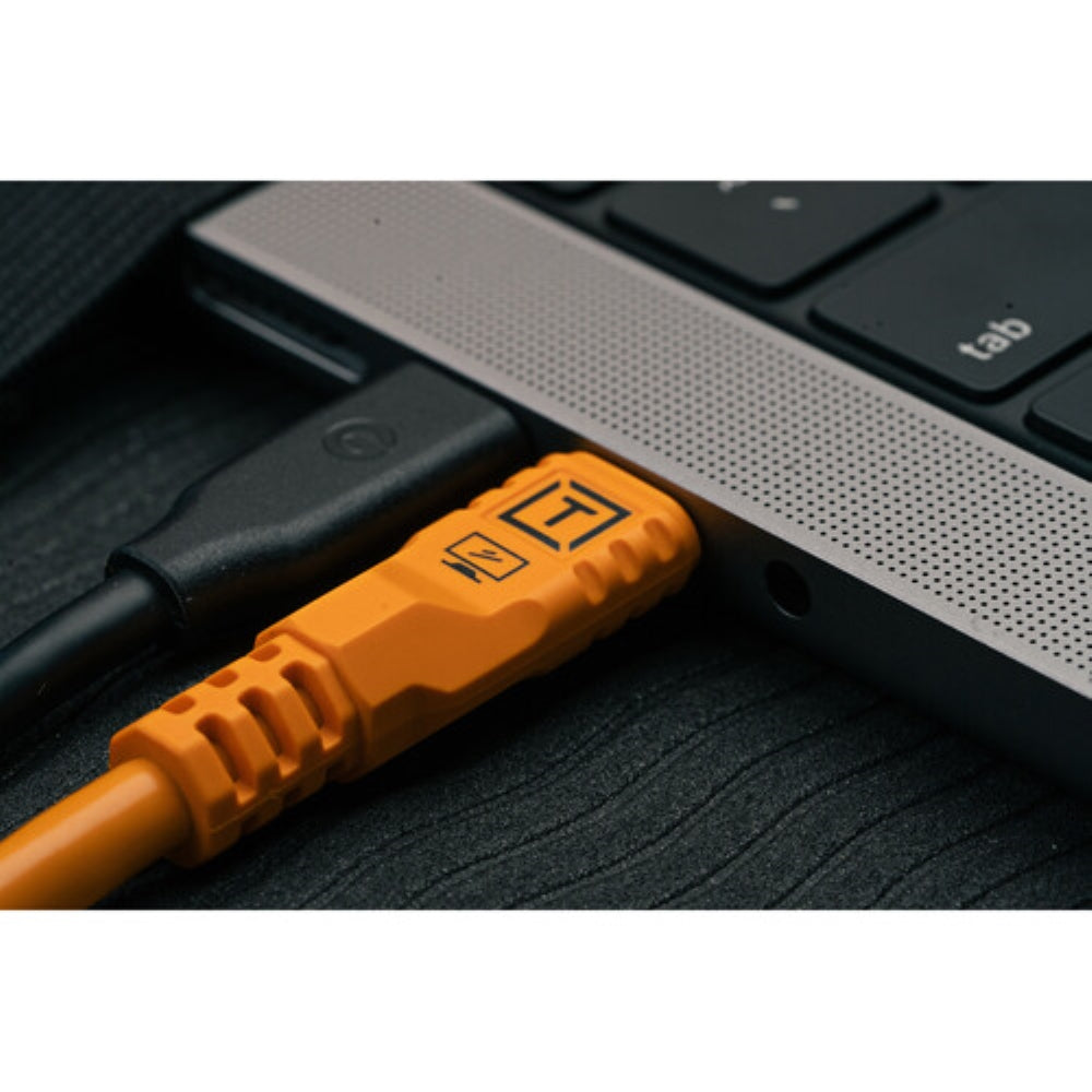 Tether Tools TetherPro Optima USB-C Cable | 6', High-Visibility Orange, Right-Angle