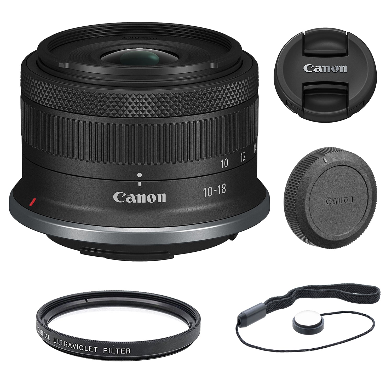 Canon RF-S 10-18mm f/4.5-6.3 IS STM Lens | Canon RF with UV Filter & Lens Cap Keeper (3 Items)