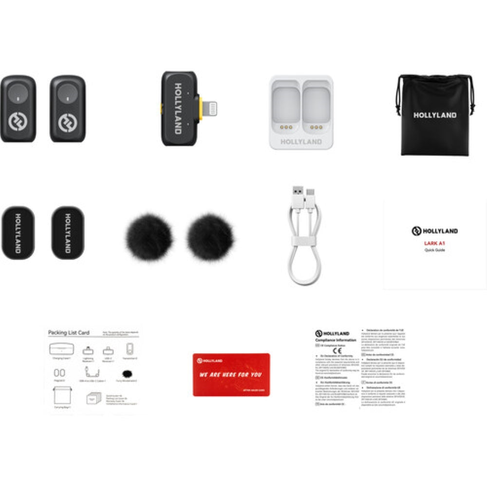 Hollyland LARK A1 Mini Duo 2-Person Wireless Microphone System with Lightning Connector for iOS Devices | Space Gray, 2.4 GHz