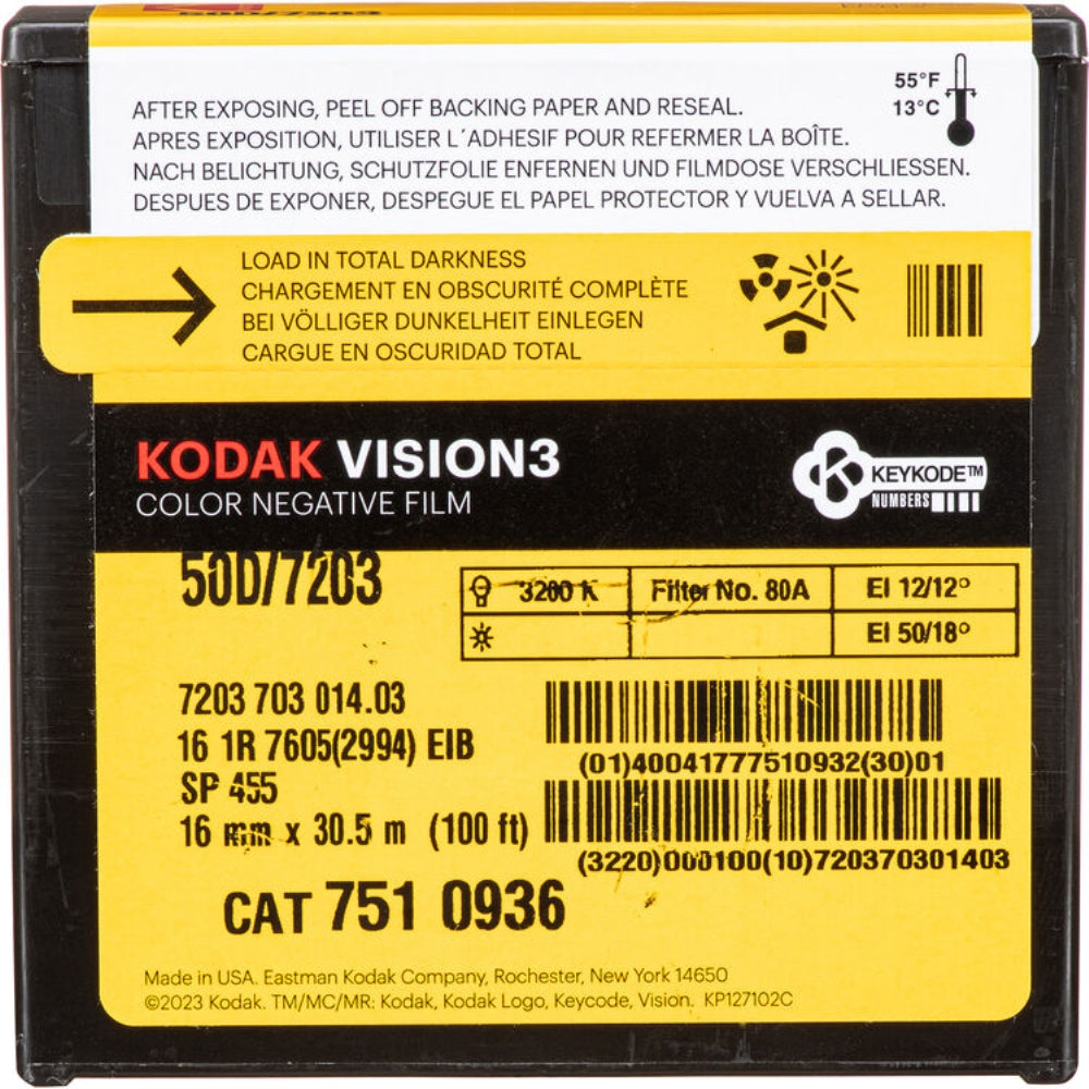 Kodak VISION3 50D Color Negative Film #7203 | 16mm, 100' Roll, Single Perf