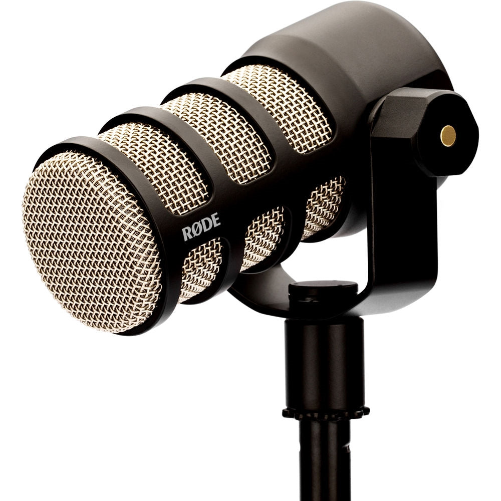 Rode PodMic Dynamic Podcasting Microphone Bundle with Studio Headphones + XLR Cable + Pop Filter + Icon Pro Audio USolo Recording Interface + Mic Arm + Cleaning Cloth (7 Items)