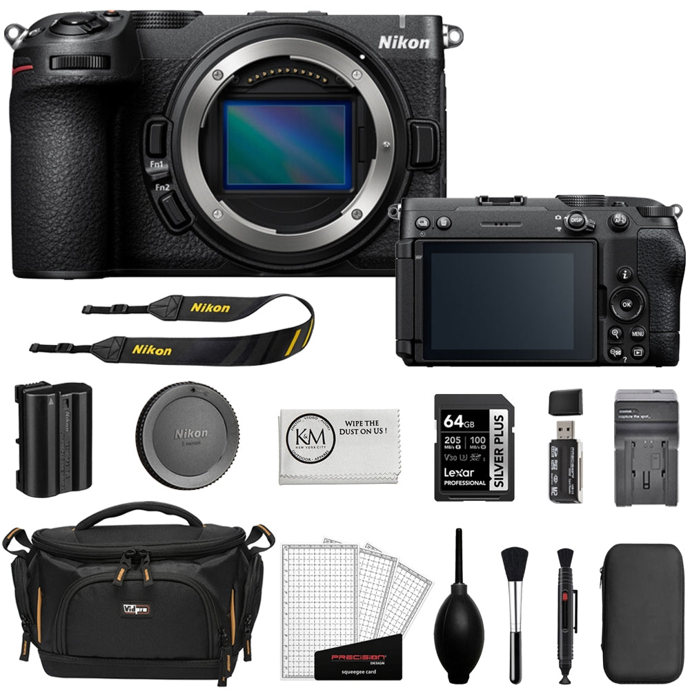 Nikon Z5 IIC Mirrorless Camera (Black) Bundle with 64GB Memory Card + Cleaning Kit + Screen Protector + SD Card Reader + Camera Bag + K&M Microfiber Cloth