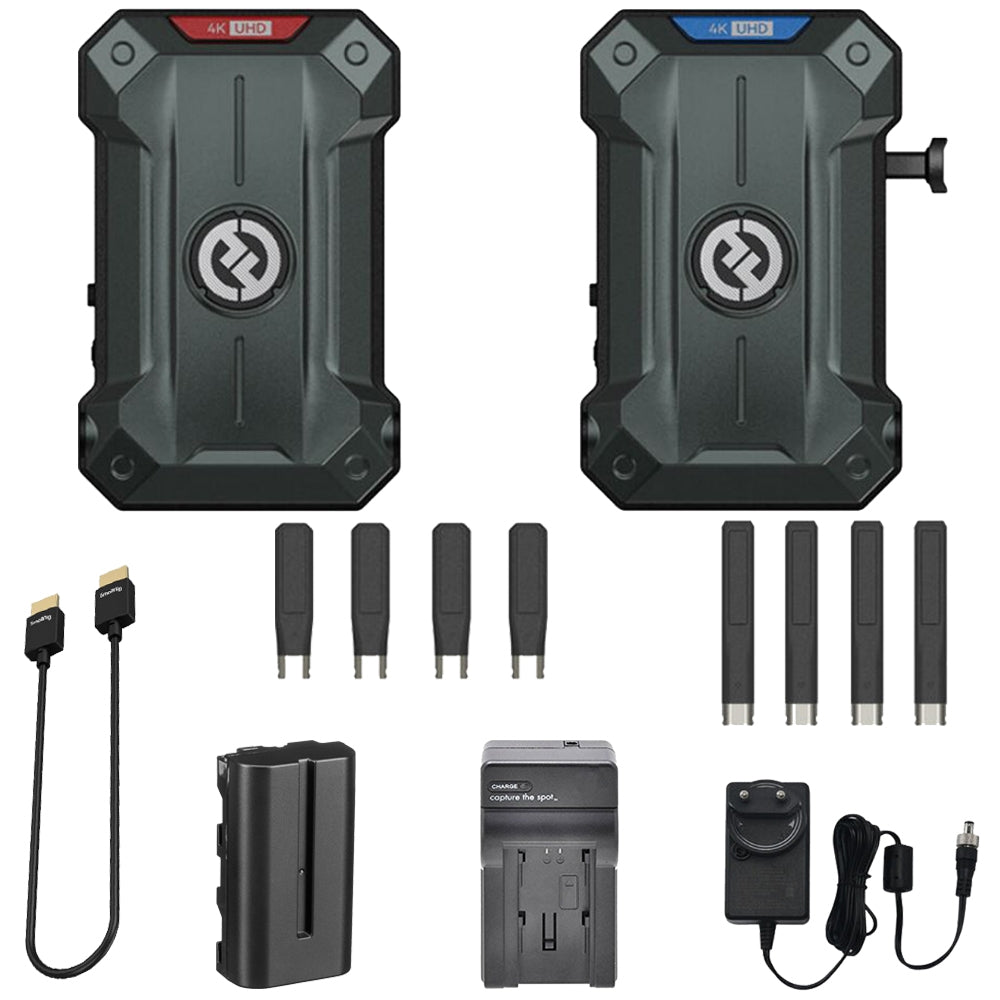 Hollyland Pyro Ultra 4K HDMI/SDI Wireless Video Transmission System Bundle with Battery + Battery Charger + 1.8ft 4K HDMI Cable + Cloth (5 Items)
