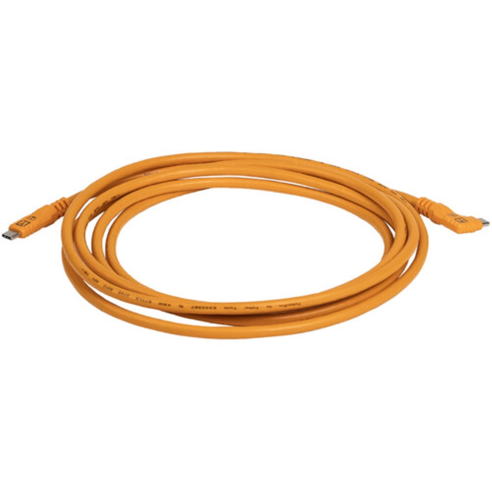 Tether Tools TetherPro Optima USB-C Cable | 10', High-Visibility Orange, Right-Angle
