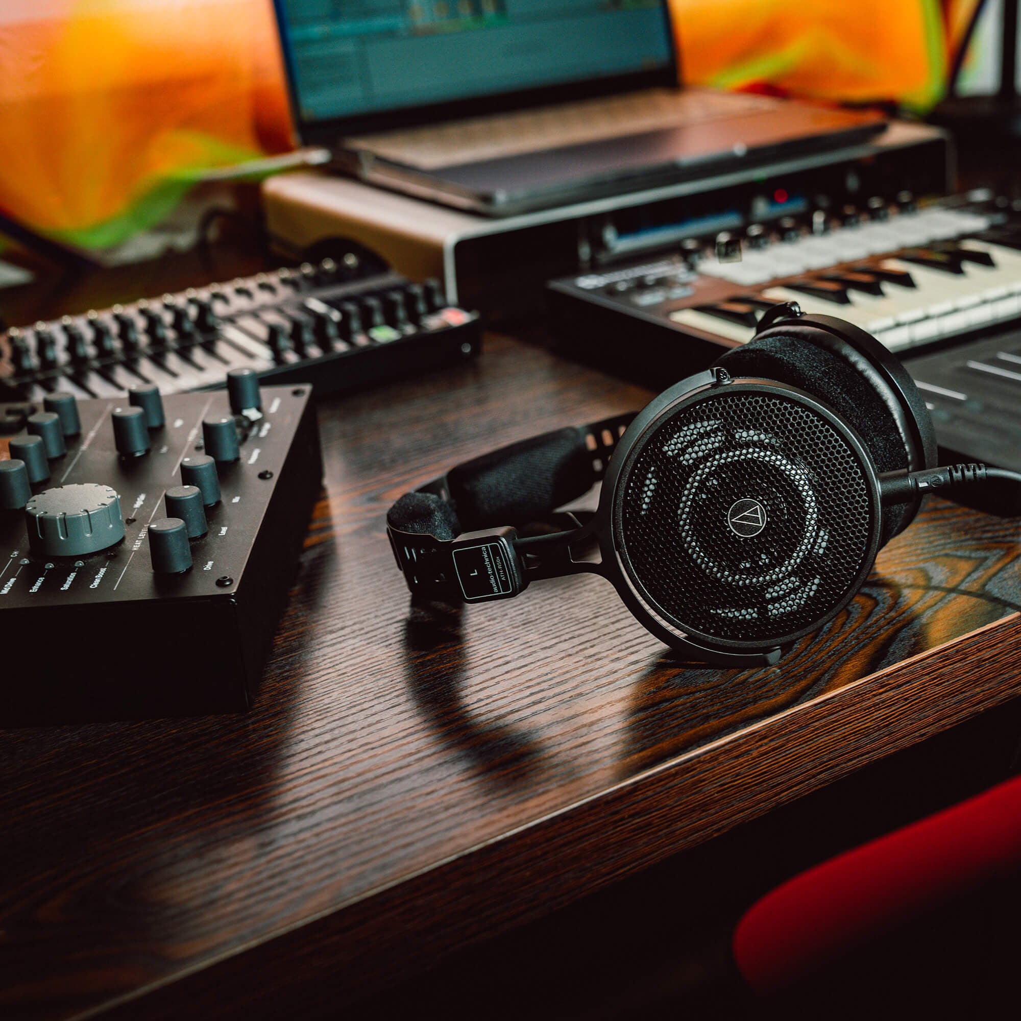 Audio-Technica ATH-R50x Open-Back Reference Headphones with Full-Sized Hard Headphone Case + Headphones Stand & Cloth (4 Items)
