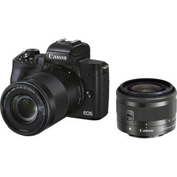 Canon EOS M50 Mark II Mirrorless Digital Camera with 15-45mm and 55-200mm Lenses | Black