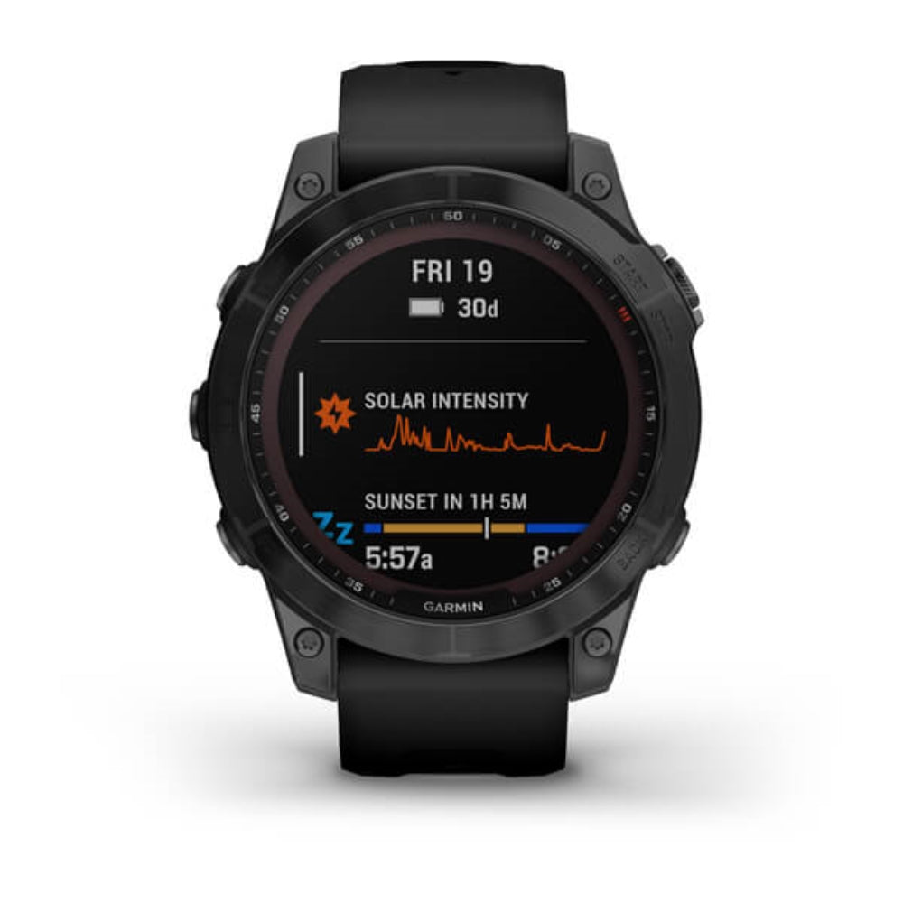 Garmin fenix 7 Sapphire Solar GPS Watch | Black DLC Titanium with Black Band