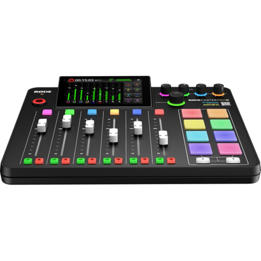 Rode RODECaster Pro II Integrated Audio Production Studio Bundled with 4 x Podcast Mic Packs + 128GB Micro-SD Card + Cleaning Cloth (7 Items)