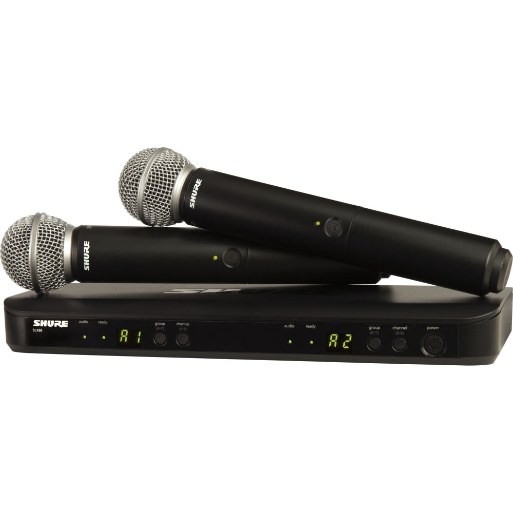 Shure BLX288/SM58 Dual-Channel Wireless Handheld Microphone System with SM58 Capsules | H9: 512 to 542 MHz