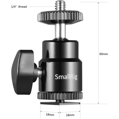 SmallRig Camera Hot Shoe Mount with 1/4"-20 Screw Ball Head | 2-Pack