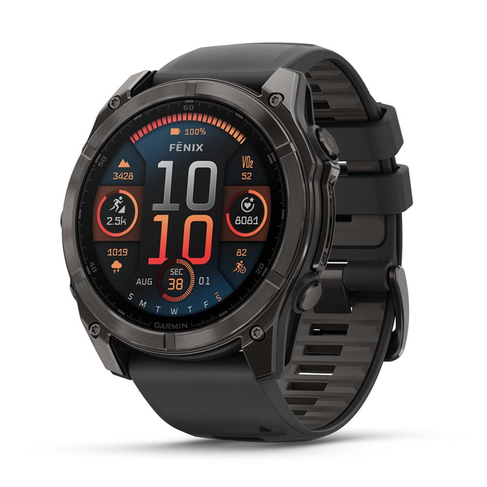 Garmin fenix 8 Sapphire 47mm AMOLED GPS Smartwatch | Carbon Gray with Black/Pebble Gray Band