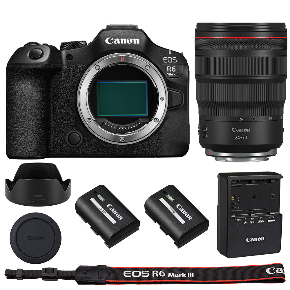 Canon EOS R6 Mark III Mirrorless Camera with RF 24-70mm f/2.8L IS USM Lens & Extra Canon LP-E6P Battery