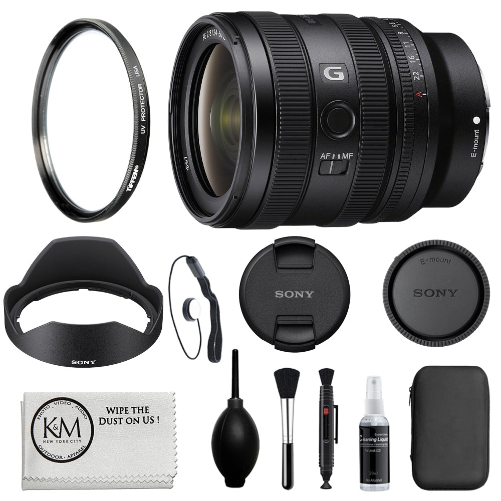 Sony FE 24-50mm f/2.8 G Lens Compatible with Sony E Mount Bundled with 67mm Filter + Lens Cap Keeper + Deluxe Cleaning Kit - Blower, Lens Pen, Brush & Case + Cleaning Cloth