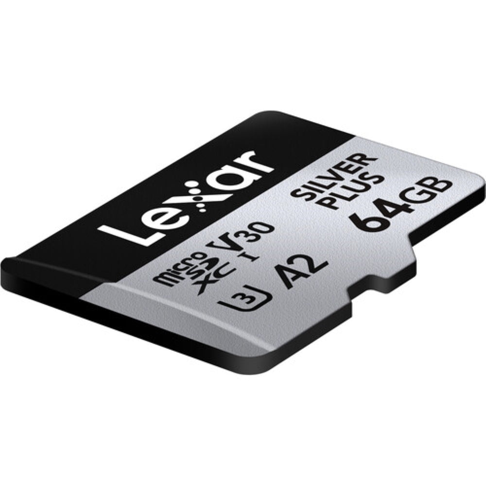 Lexar 64GB Professional SILVER PLUS UHS-I microSDXC Memory Card with SD Adapter