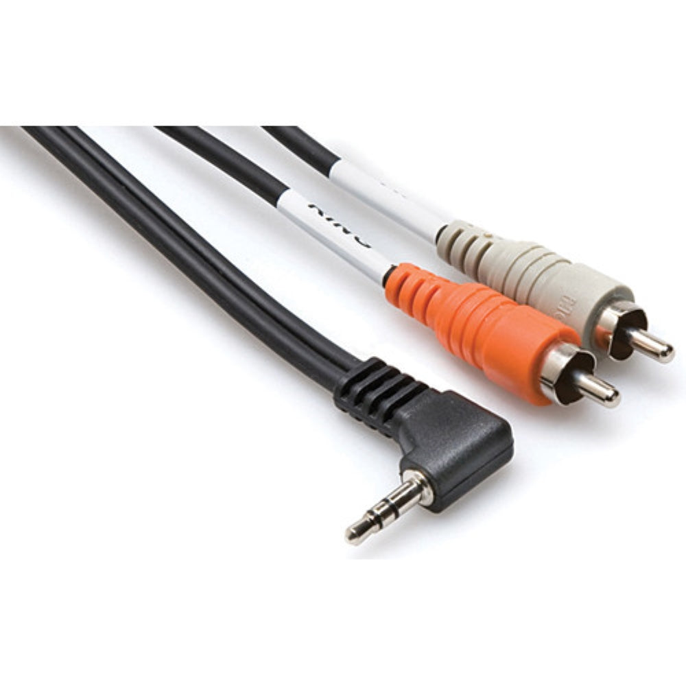 Hosa Technology Stereo Mini (3.5mm) Angled Male to 2 RCA Male Y-Cable | 6'