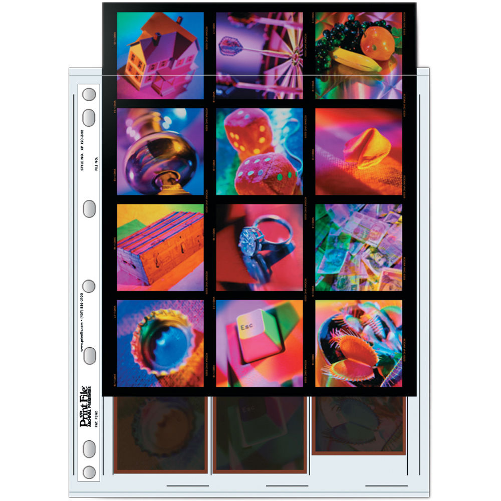 Print File 120 Size Archival Storage Pages for Contact Proofing | 3-Strips of 4-Frames, 25 Pack