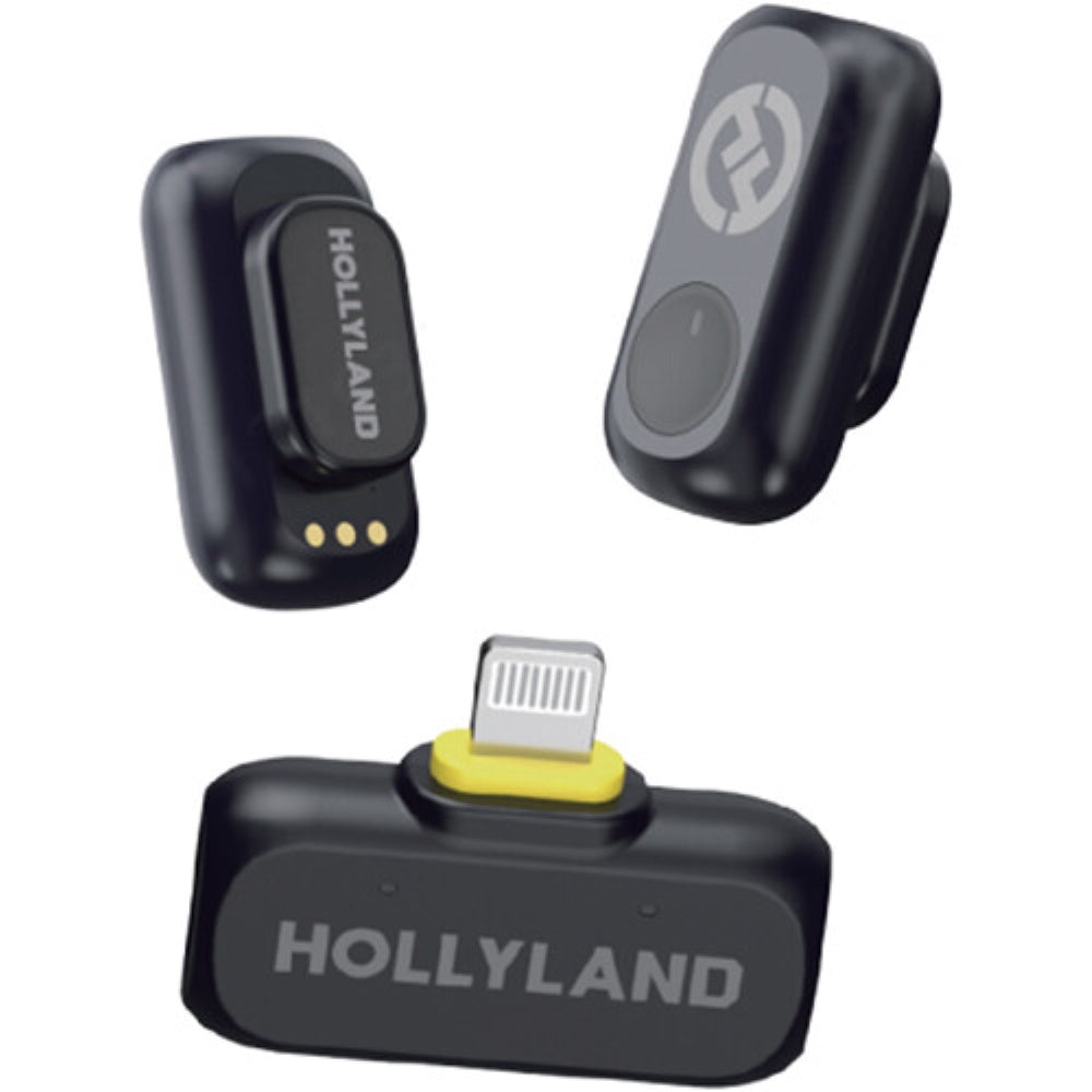 Hollyland LARK A1 Mini Duo 2-Person Wireless Microphone System with Lightning Connector for iOS Devices | Space Gray, 2.4 GHz