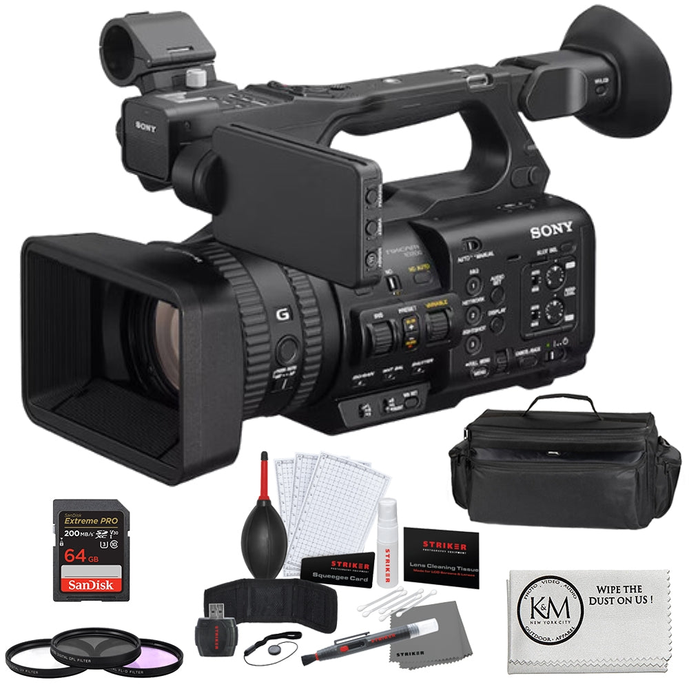 Sony HXR-NX800 4K 1" CMOS Sensor NXCAM Camcorder Bundle with 64GB Memory Card + Camera Bag + 3-Piece Filter Set + Photo Starter Kit + Cleaning Cloth (6 Items)