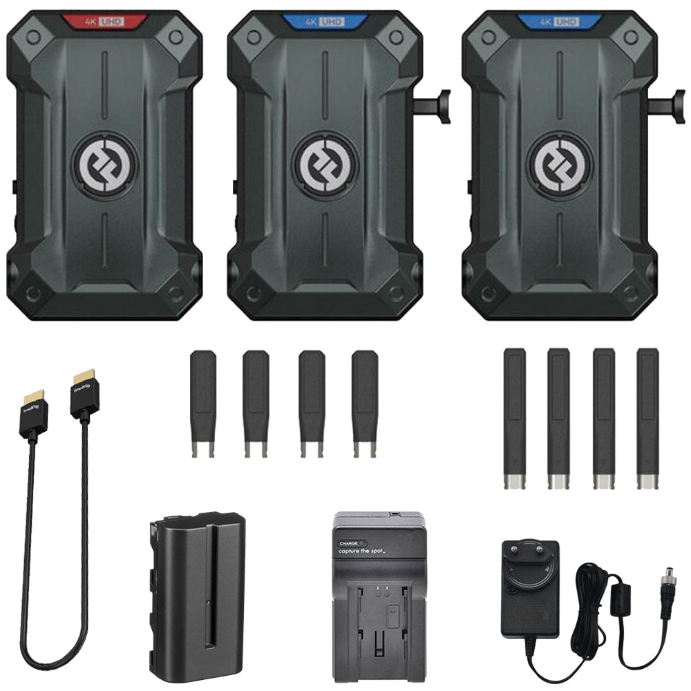 Hollyland Pyro Ultra 4K HDMI/SDI Wireless Video Dual Receiver Transmission System Bundle with Battery + Battery Charger + 1.8ft 4K HDMI Cable + Cloth (5 Items)