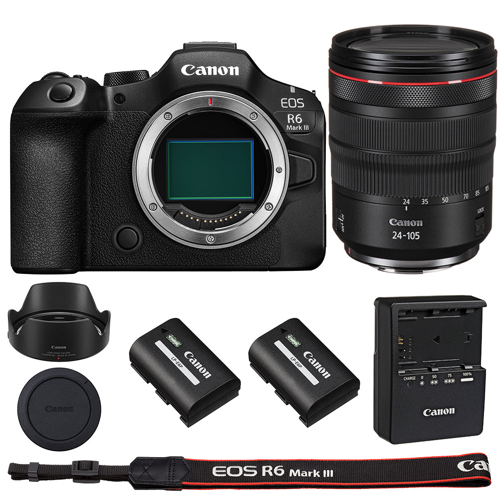 Canon EOS R6 Mark III Mirrorless Camera with 24-105mm f/4 Lens & Extra Canon LP-E6P Battery