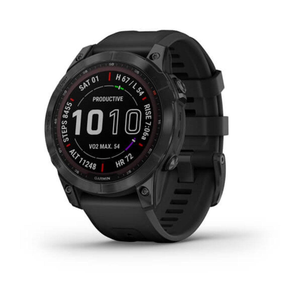 Garmin fenix 7 Sapphire Solar GPS Watch | Black DLC Titanium with Black Band