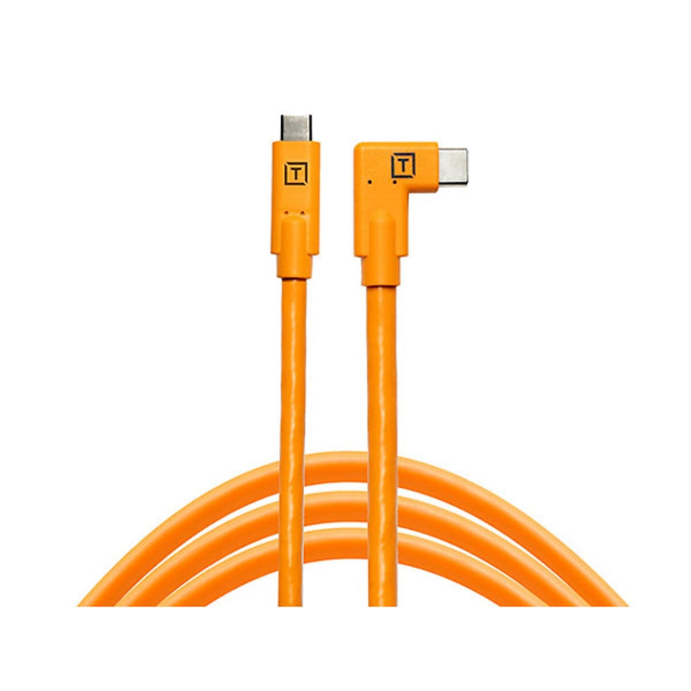 Tether Tools TetherPro USB-C to USB-C Right Angle Cable | 15 ft., Orange