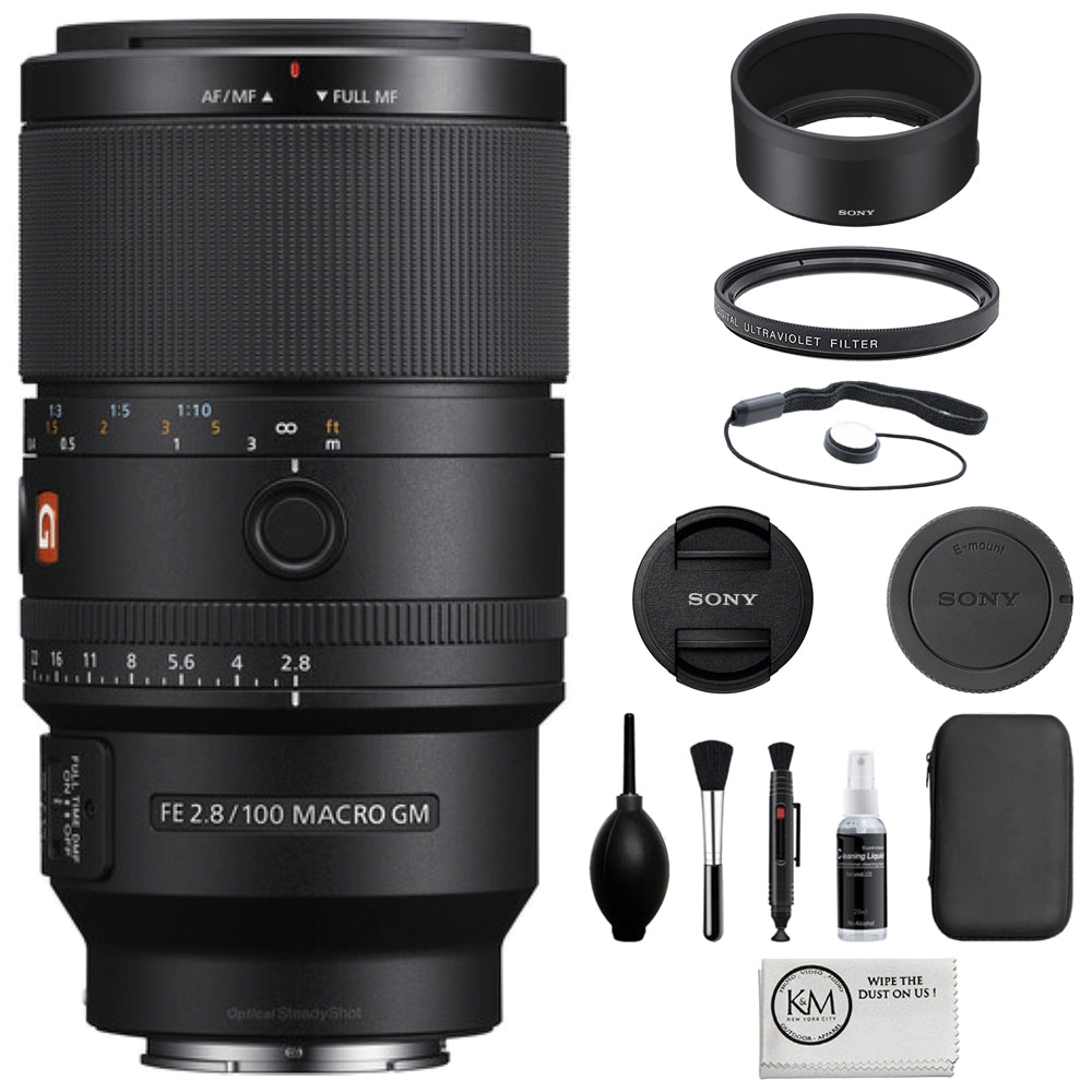Sony FE 100mm f/2.8 Macro GM Lens Compatible with Sony E Mount (Full Frame) Bundle with 67mm UV Filter + Lens Cap Keeper + Cleaning Kit + Cleaning Cloth (5 Items)