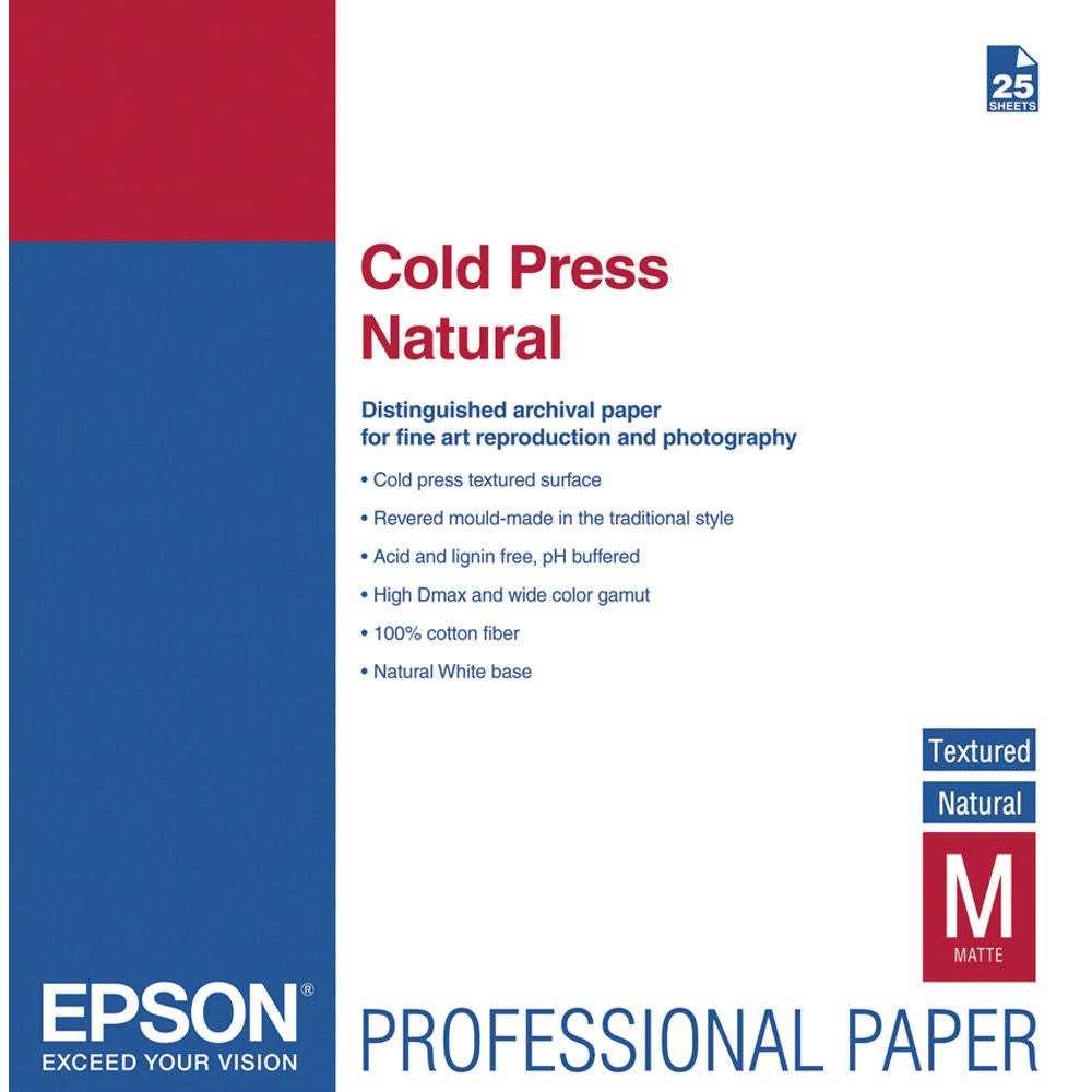 Epson Cold Press Natural Paper | 17" x 22", 25 Sheets