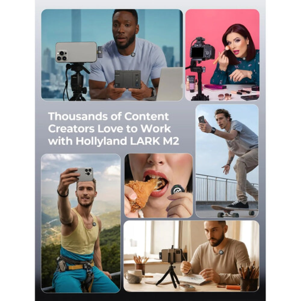 Hollyland LARK M2 2-Person Wireless Mini Combo Microphone System | 2.4 GHz, Shine Charcoal