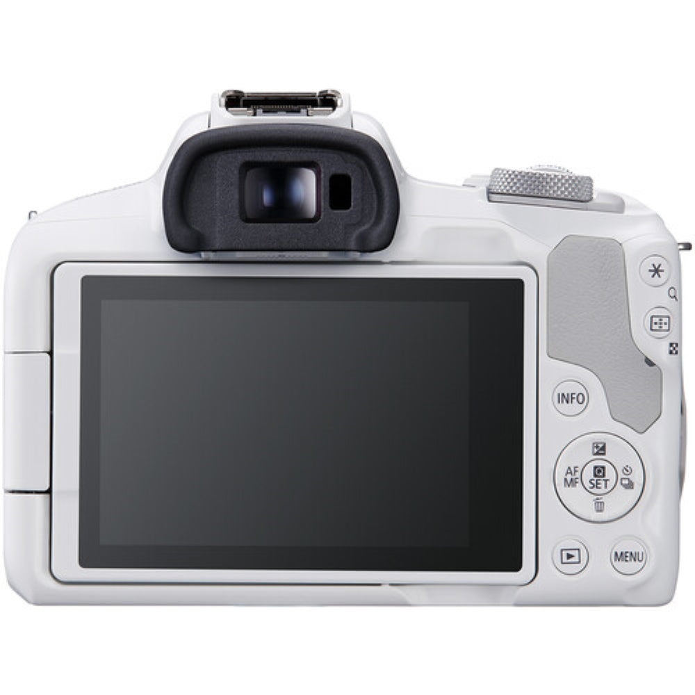 Canon EOS R50 Mirrorless Camera with 18-45mm Lens | White bundled With 64GB Memory Card + Canon 200ES Camera Bag + UV Filter + Microfiber Cleaning Cloth (5 Items)