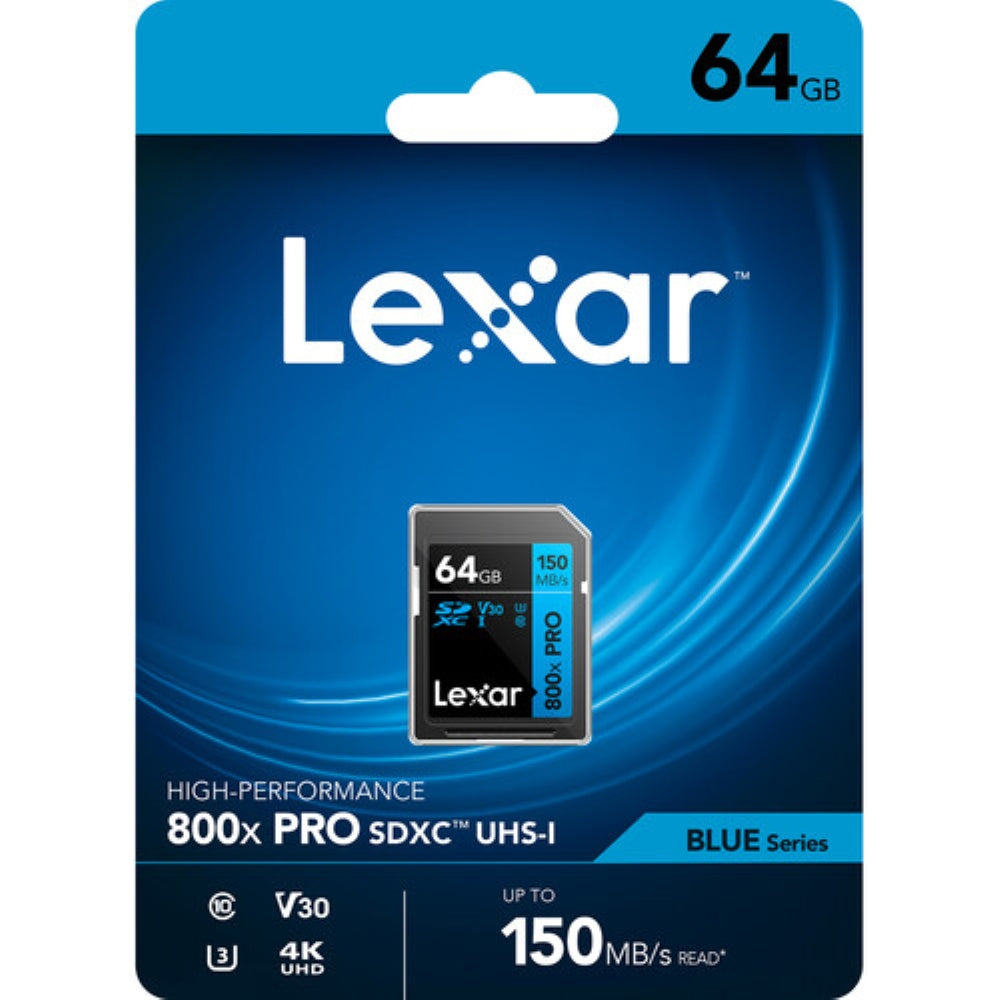 Lexar 64GB High-Performance 800x PRO UHS-I SDXC Memory Card | BLUE Series