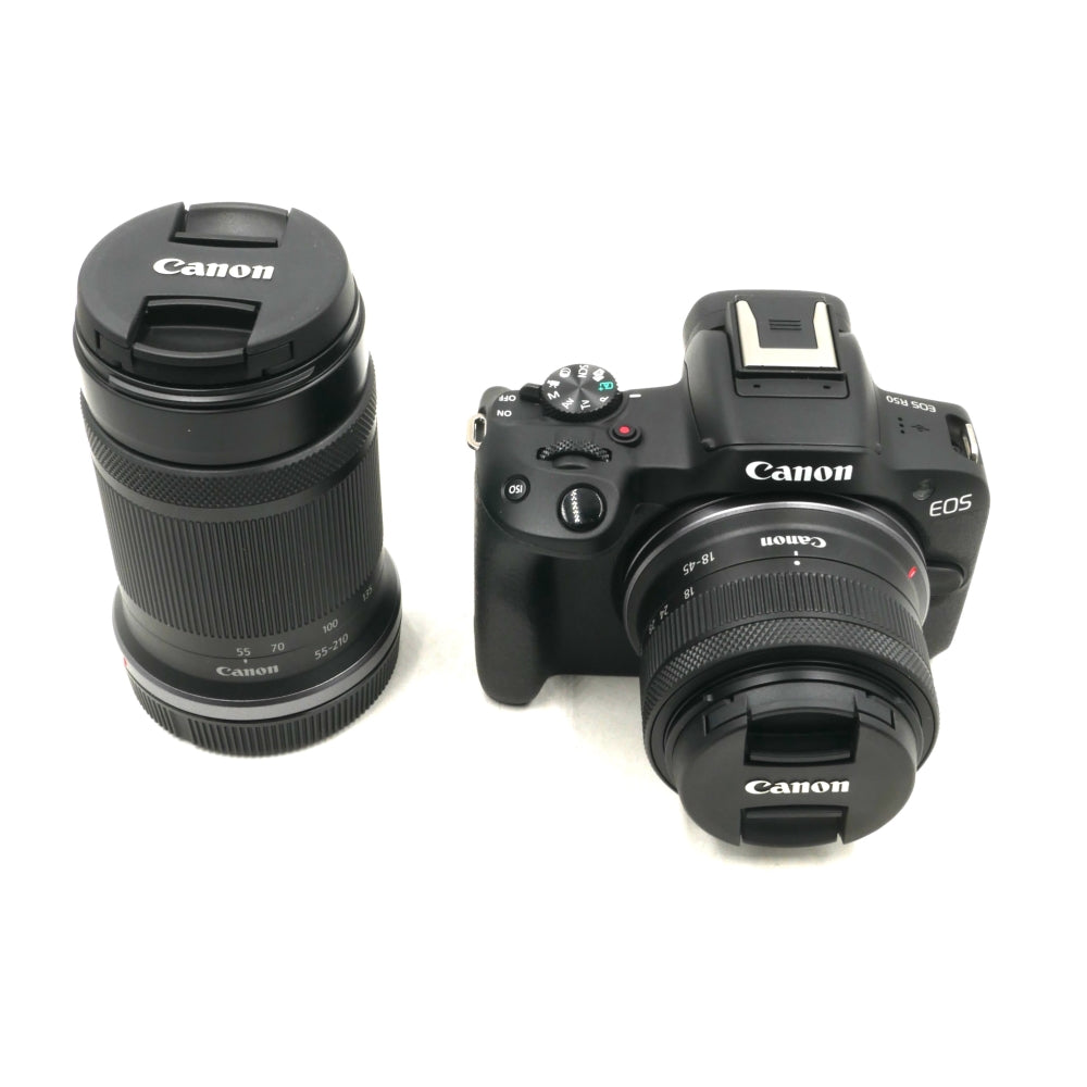 Canon EOS R50 Mirrorless Camera with 18-45mm and 55-210mm Lenses | Black I U9+