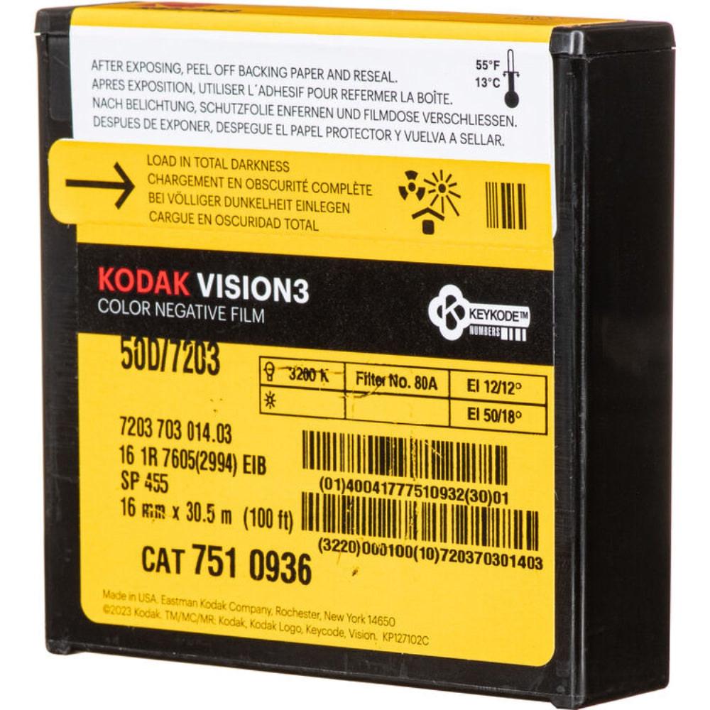 Kodak VISION3 50D Color Negative Film #7203 | 16mm, 100' Roll, Single Perf