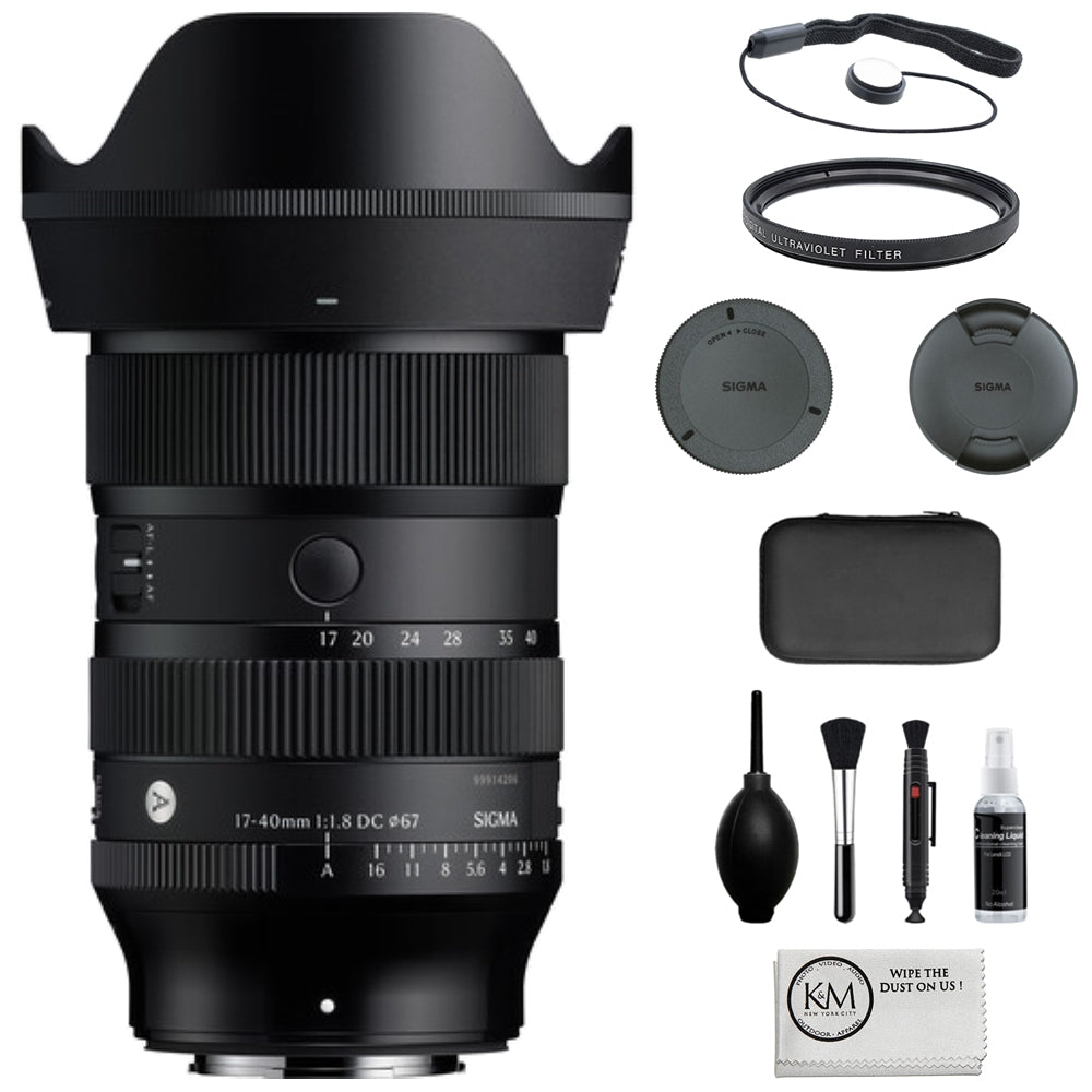 Sigma 17-40mm f/1.8 D.C. Art Lens Compatible with Fuji X Mount (APS-C) Bundle with 67mm UV Filter + Lens Cap Keeper + Cleaning Kit + Cleaning Cloth (5 Items)