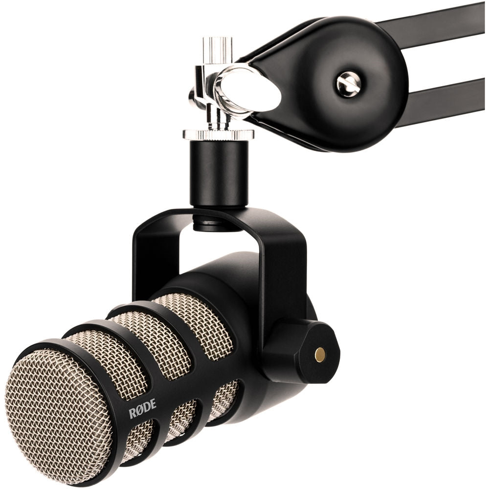Rode PodMic Dynamic Podcasting Microphone Bundle with Studio Headphones + XLR Cable + Pop Filter + Icon Pro Audio USolo Recording Interface + Mic Stand + Cleaning Cloth (7 Items)