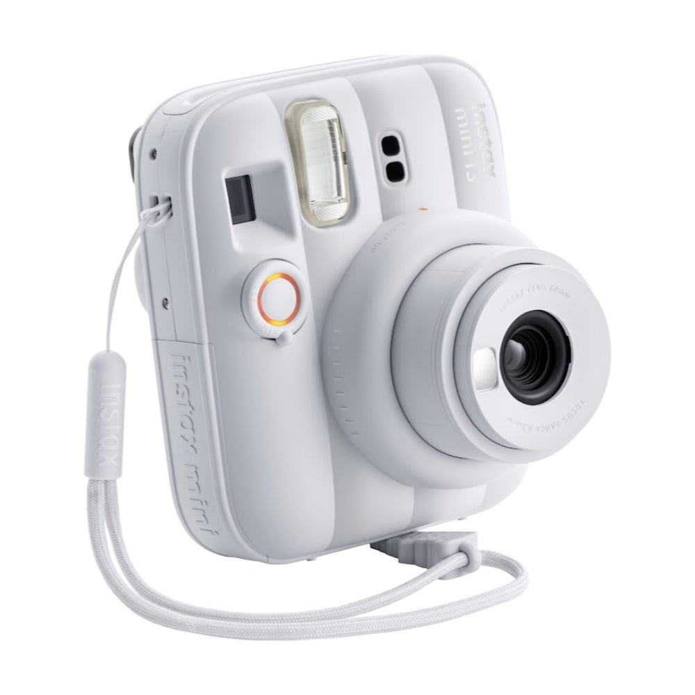 FUJIFILM INSTAX MINI 13 Instant Film Camera | Clay White Bundle with Instax Mini Film | 20 Exposures + 4 Pack AA Batteries + Mini Album, Borders, Stickers & Clips + Cleaning Cloth (5 Items)