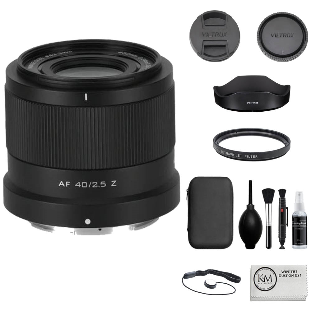 Viltrox AF 40mm f/2.5 Z Lens Compatible with Nikon Z Mount Bundle with UV Filter + Lens Cap Keeper + Cleaning Kit + Cleaning Cloth (5 Items)