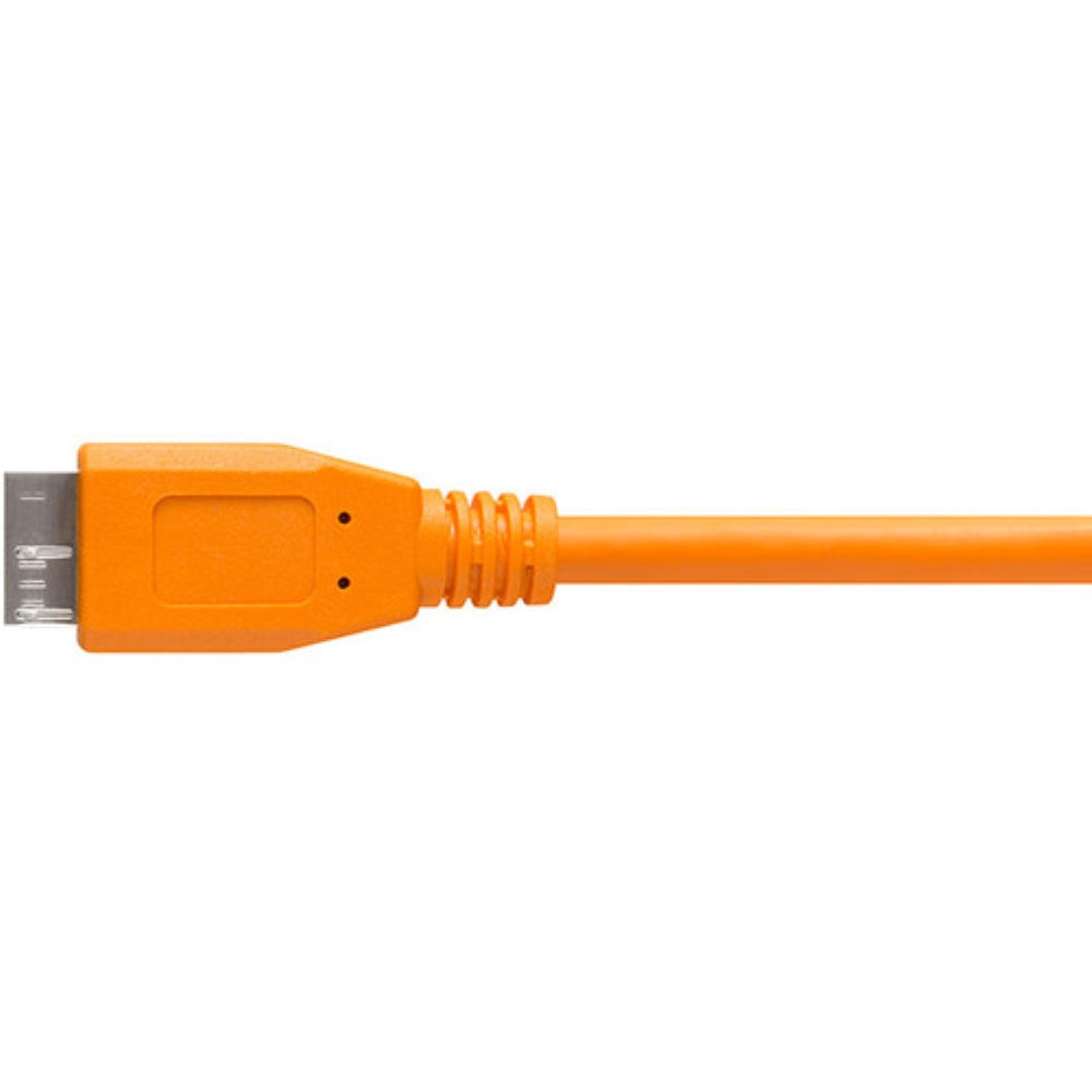 Tether Tools TetherPro USB Type-C Male to Micro-USB 3.0 Type B Male Cable | 15', Orange, Right-Angle