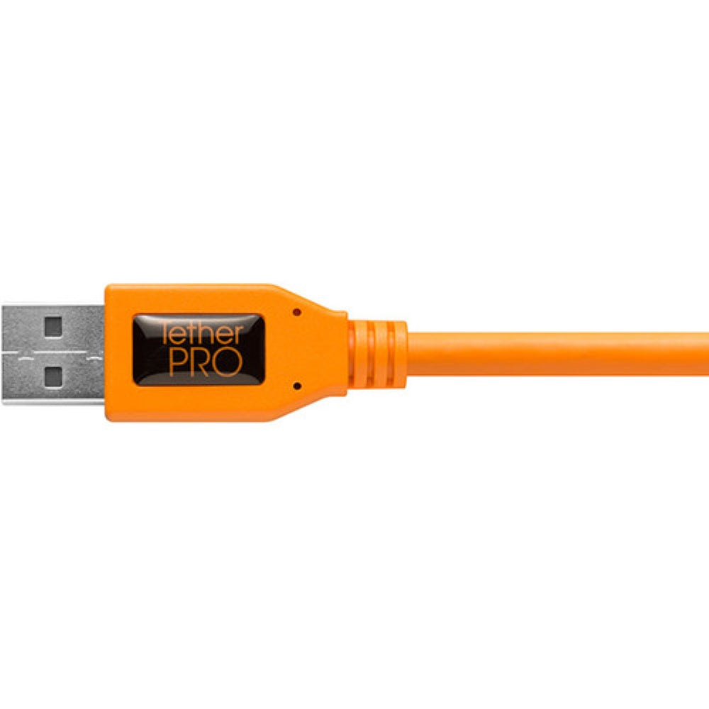 Tether Tools TetherPro USB 2.0 Type-A to 5-Pin Mini-USB Right Angle Adapter Cable | High Visibility Orange, 20"