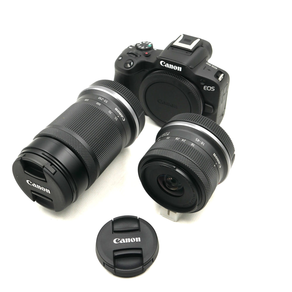 Canon EOS R50 Mirrorless Camera with 18-45mm and 55-210mm Lenses | Black **OPEN BOX**